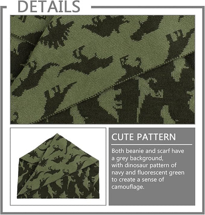 JANGANNSA Knitted Baby Hat Scarf Set Winter Warm Boys Girls Beanie Fleece Lining Toddler Kids Hats with Pompom