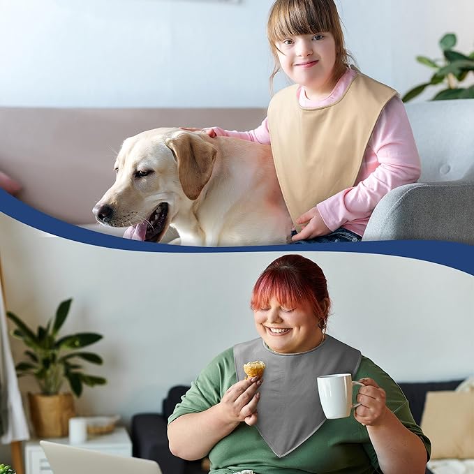 Baby Noah Adult Drool Bib for Special Needs, 3 Pack Large Elderly Bandana, Teen Bib for Women Men, Soft Absorbent Set for Kid