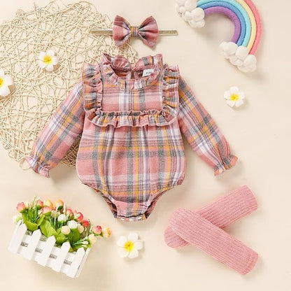 GRNSHTS Newborn Baby Girl Clothes Ruffle Rompers Toddler Fall Outfits for Girls Set Little Girl Fall Winter Clothing