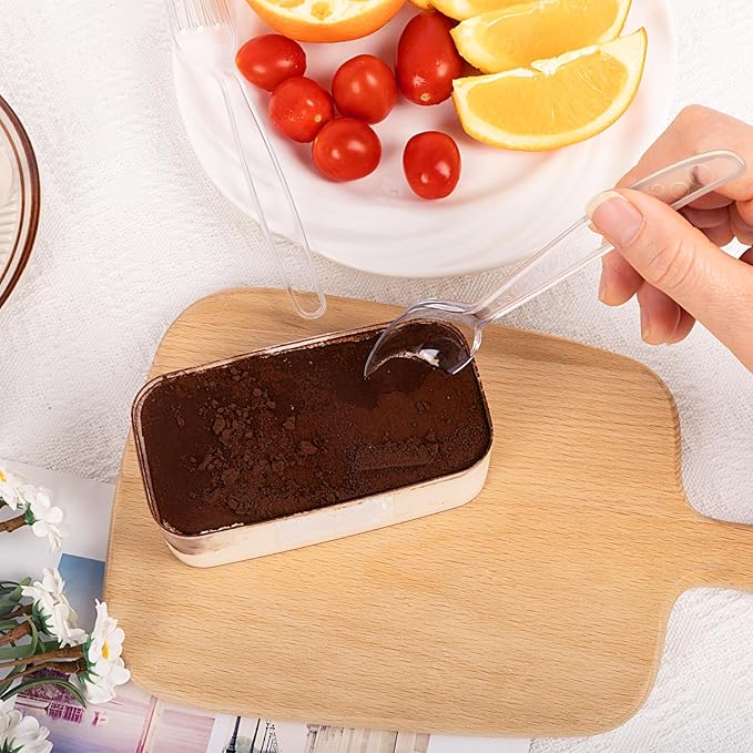 SACATR 100 Count Plastic Spoons,Heavy Plastic Silverware,Premium Disposable Spoons, BPA-Free, Heat Resistant, Suitable for Parties, Events and Everyday Use