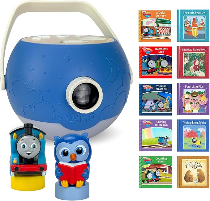 Kids Book Projector – 5 Thomas & Friends and 5 Classic Read-Aloud Stories, 10 Songs & Night Light & Soothing Dream Music | Children Ages 3+ Storytime Projector for Kids & Toddler | Toys, Owl & Thomas