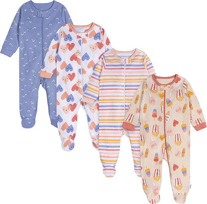Onesies Brand baby-girls 4-pack Sleep 'N Play Footies Multi Pack