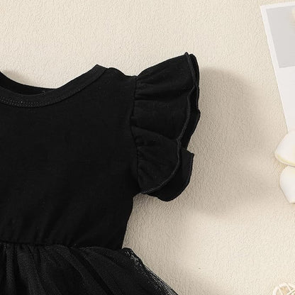 Baby Girl Clothes Infant Ruffle Sleeve Romper Dress Newborn Solid Tutu Skirt Sets Jumpsuit Headband Outfit