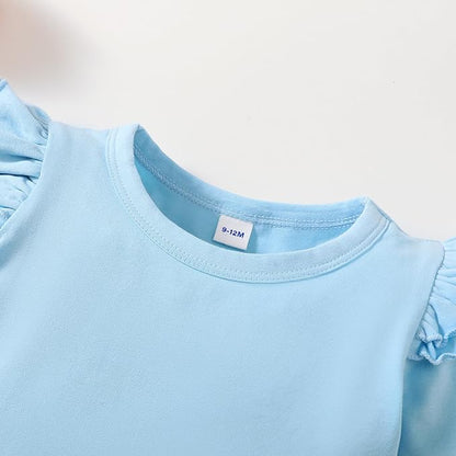 Magic Park 0-24M Infant Girl Romper Baby Girls Solid Color Bodysuit Toddler Ruffle Jumpsuit Shirts Casual Tops Baptism Shirt