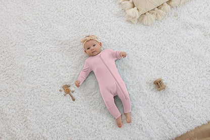 GUISBY Cotton Sleepers Footless Pajamas with Zipper and Mittens Long Sleeve Rompers for Baby