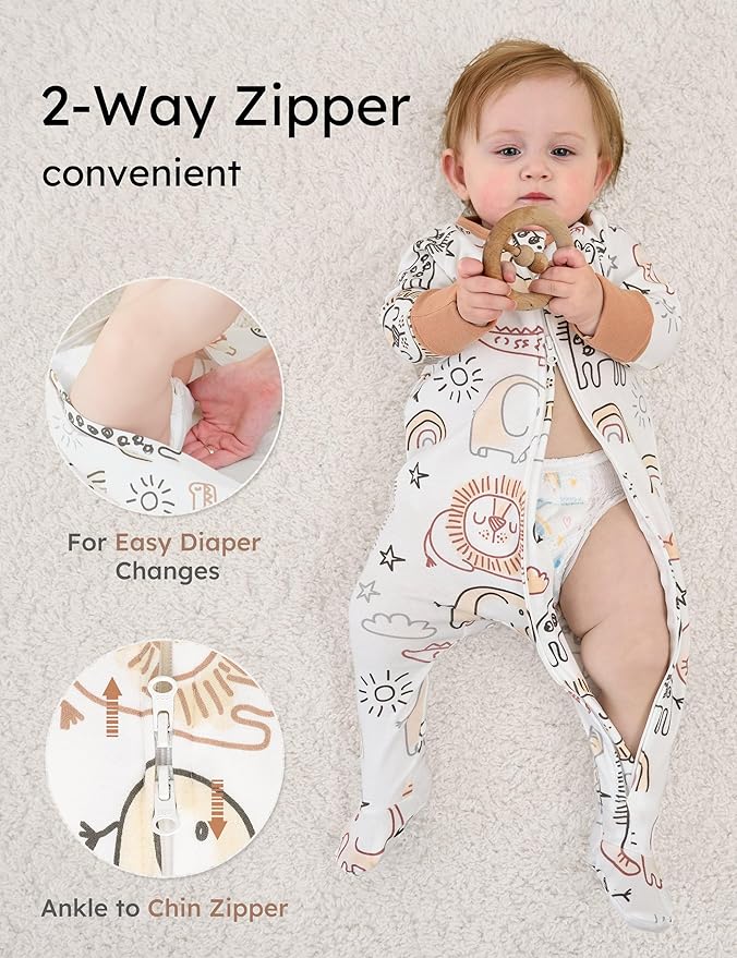 Yoofoss Baby Pajamas 100% Organic Cotton Baby Sleepers for Newborn 0-3 3-6 6-9 Months Boys Girl Clothes 3pcs Footed PJs