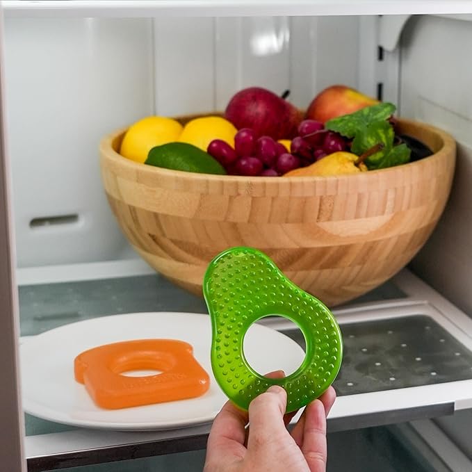 Dr. Brown's AquaCool Water-Filled Teether, Cooling Baby Teether Toy for Sore Gums, Avocado Toast Shapes, BPA Free, 3m+, 2-Pack