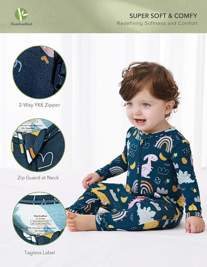 Baby Zippered Rompers Newborn Pajamas Sleepers Long Sleeve Jumpsuits Infant Zipper Romper-Viscose from Bamboo
