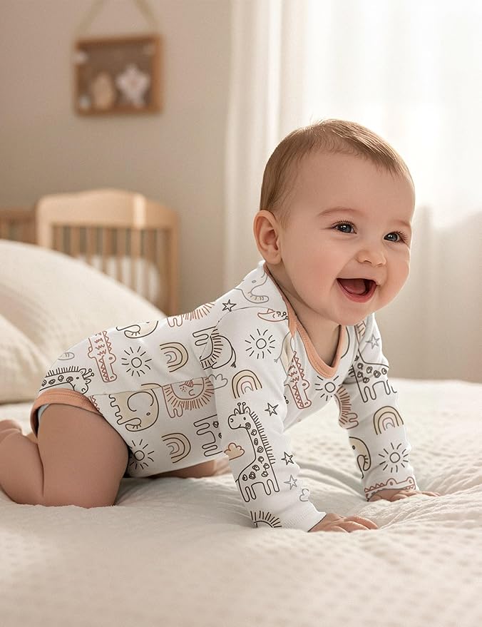 Yoofoss Baby Bodysuits 100% Organic Cotton Baby Onesie Long Sleeve Baby Boys Girls Clothes Soft Newborn Infant Romper, 3 Pack