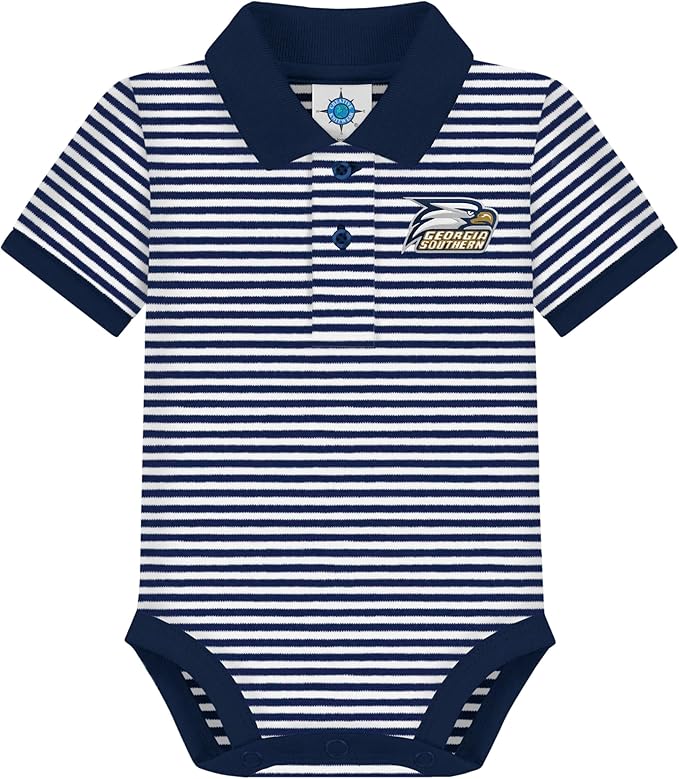 Creative Knitwear College Baby Striped Polo Bodysuit - Team Logo, Multiple Colors, for Boys & Girls (0-12 Months)