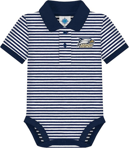 Creative Knitwear College Baby Striped Polo Bodysuit - Team Logo, Multiple Colors, for Boys & Girls (0-12 Months)