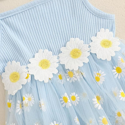 Baby Girl Clothes Daisy Ribbed Bodysuit Sleeveless Romper Dress Summer Outfit for Girls Newborn 3 6 9 12 18 Months