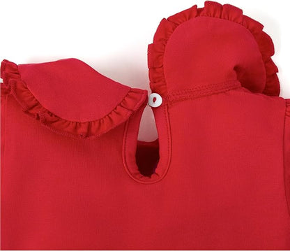 Magic Park 0-24M Infant Girl Peter Pan Collar Romper Baby Long Sleeve Bodysuit Girls Ruffle Jumpsuit Casual Winter Tops