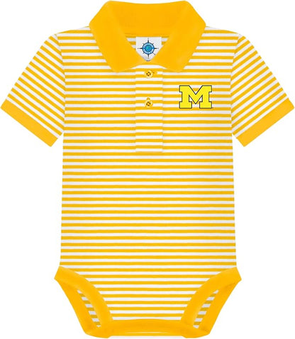 Creative Knitwear College Baby Striped Polo Bodysuit - Team Logo, Multiple Colors, for Boys & Girls (0-12 Months)