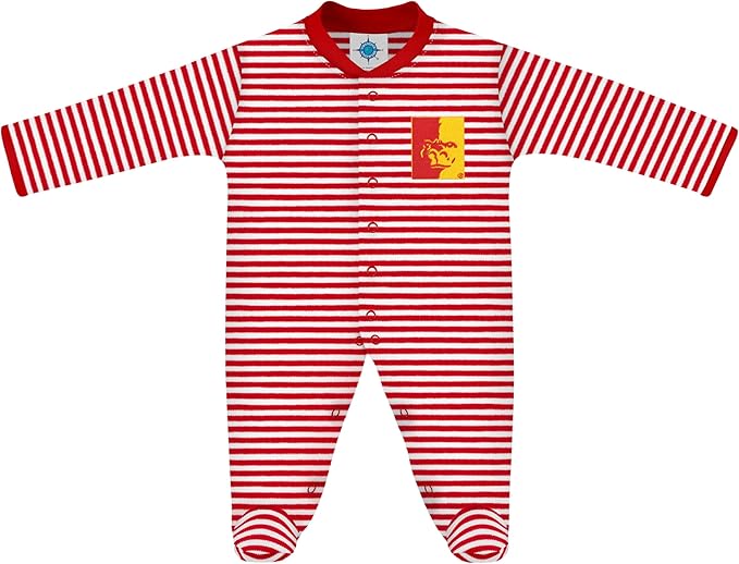 Creative Knitwear College Baby Striped Footed Romper - Team Logo, Multiple Colors, for Boys & Girls (0-9 Months)