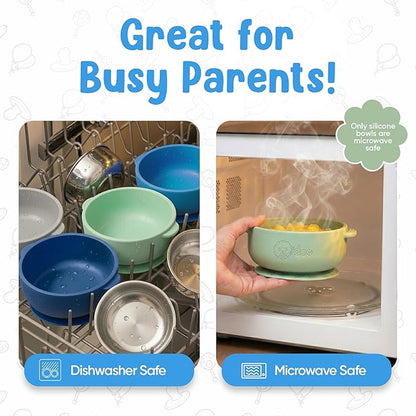 o'doe Baby Bowls with Lids – Stainless Steel Baby Feeding Bowls with Suction | Non-Slip Toddler Bowls for Self Feeding | BPA-Free Kids Bowls for Babys Food & Snacks | Stainless Steel Bowls Kids