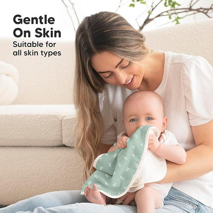 5-Pack Muslin Burp Cloths Baby Boy, Girl - Very Absorbent Baby Burp Cloth Rags, 8-Layers Viscose Derived from Bamboo Cotton Muslin Towel, Super Soft Spit Up Rags, No Shrink Washcloths (Fall Spores)