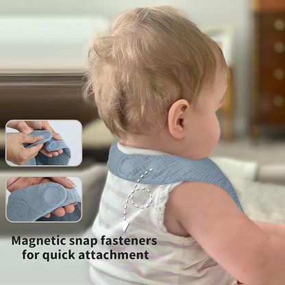 Magnetic Bandana Drool Bibs 6-pack - Magnetic Closure Baby Bibs - Safe, Easy, Chic Teething Bib