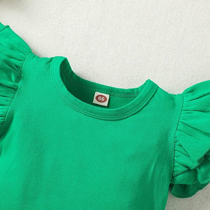 Baby Girl Solid Color Romper Infant Ruffle Sleeve Bodysuit One Piece Outfit Toddler Jumpsuit clothes
