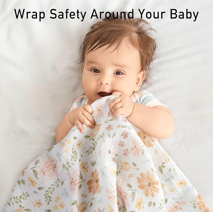 GLLQUEN BABY Muslin Swaddle Blankets,3-Pack Receiving Blanket for Newborn Boys and Girls,Baby Swaddle Blanket Unisex,Pastoral Whispers,Baby Essentials, Registry & Gift, 40 x 38 inches