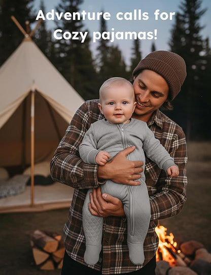 Yoofoss Baby Pajamas Organic Cotton Baby Winter Clothes Warm Newborn Sleepers for 0-3 3-6 6-9 Months, Quilted Footed Pjs