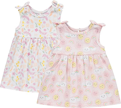 Cudlie 2-Pack Baby Girls’ Dresses – Adorable Prints and Everyday Value - 0-3M to 24M