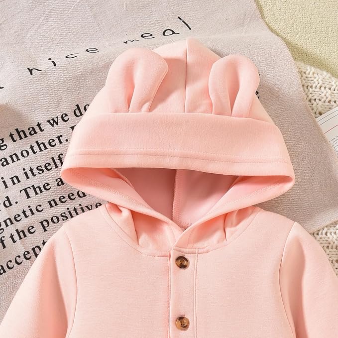 Unisex Baby Hooded Jumpsuit Infant Boy Girl Long Sleeves Romper Fall Winter Spring Outfits Preemie-18 Months