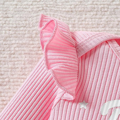 ChuYuKu Baby Girls Newborn Long Sleeve Romper Infant Winter Clothes Floral Pants Outfits with Headband & Mittens 0-6M