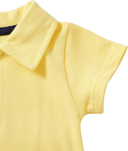 ROMPERINBOX Newborn Baby Boy Collared Onsies Polo Shirt Bodysuit Pique Solid Color Mesh Bubble Short Sleeve Romper Clothes