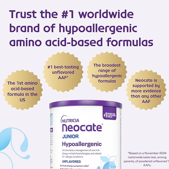 Neocate Junior - 1+ years - Hypoallergenic Toddler Formula for Food Allergy Relief - Nutritionally Complete Dairy Free Formula - Dairy Free Powder - Great Taste - Unflavored - 14.1 oz