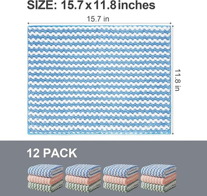 JOYMOOP 12 Pack Microfiber Cleaning Cloth, Larger Kitchen Towels, Dish Rags for Dish Drying Washing, Absorbent Streak Free Lint Free Rags for Cleaning - 11.81" x 15.75"