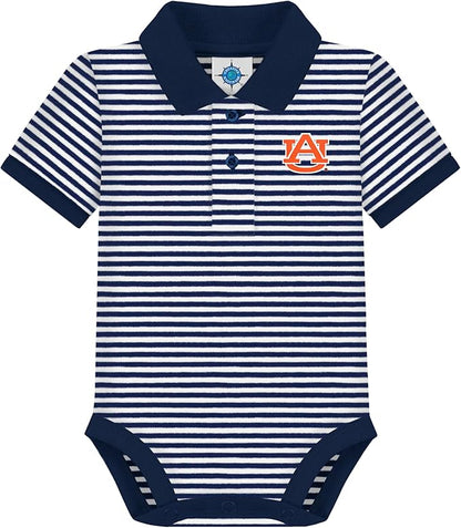 Creative Knitwear College Baby Striped Polo Bodysuit - Team Logo, Multiple Colors, for Boys & Girls (0-12 Months)