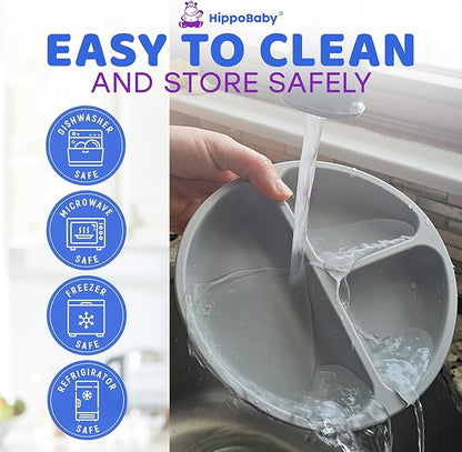 Baby Led Weaning Supplies | 10 Piece Silicone Feeding Set | Baby Toddler Bib Cup Divided Plate and Bowl Self Feeding Spoons Dish Set | Baby Utensils | Toddler Feeding Supplies (Cloud)