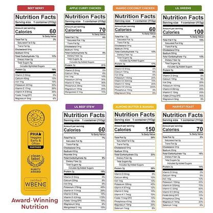 Square Food Organic Baby Food Purees | Soft Food Sampler Pack | Fresh & Dietitian-Designed Veggie-Forward, Balanced Meals | Low Sugar. No Added Sugar | Allergen Intro Options (7 Pack, 4 oz)