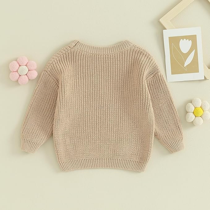 Mubineo Baby Girl Winter Clothes Cute Flower Sweater Crewneck Pullover Long Sleeve Knit Newborn Infant Sweaters