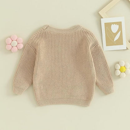 Mubineo Baby Girl Winter Clothes Cute Flower Sweater Crewneck Pullover Long Sleeve Knit Newborn Infant Sweaters