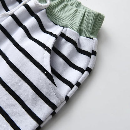 Toddler Infant Baby Boy Clothes Striped Long Sleeve Hoodie Tops Sweatsuit Pants Outfit Set