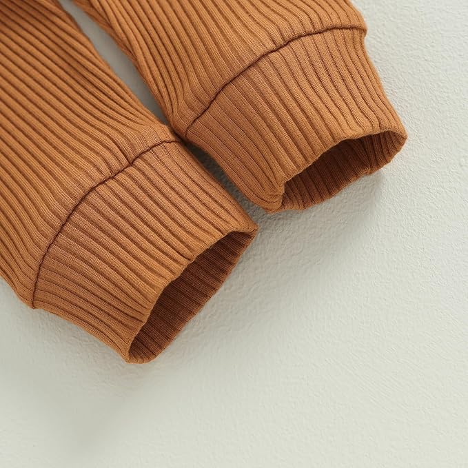 Newborn Baby Boy Girl Clothes Ribbed Knitted Long Sleeve Romper Pants Solid Cotton Infant Fall Winter Outfits 2Pcs