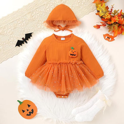 YOUNGER TREE Newborn Baby Girl Romper Dress Outfits Long Sleeve Floral Tutu Bodysuit with Leggings Hat Infant Fall Clothes