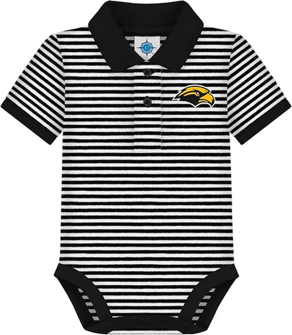 Creative Knitwear College Baby Striped Polo Bodysuit - Team Logo, Multiple Colors, for Boys & Girls (0-12 Months)