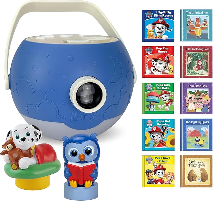 Kids Book Projector – 5 PAW Patrol & 5 Classic Read-Aloud Stories, 10 Songs & Night Light & Soothing Dream Music | Children Ages 3+ Storytime Projector | Toys, Owl & PAW Patrol Marshall