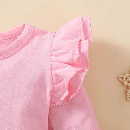 Baby Girl Solid Color Romper Infant Ruffle Sleeve Bodysuit One Piece Outfit Toddler Jumpsuit clothes