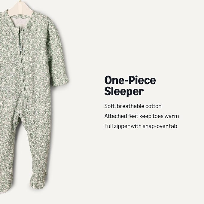 Amazon Essentials x Sofia Grainge Unisex Babies' Cotton Footed Sleep and Play Bodysuit, Pack of 2