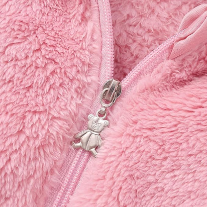 Baby Toddler Boys Girls Fleece Jacket with Hood Zip Up Cute Bear Coats for Infant Boys Girls Fuzzy Jacket with Ear 1-5T
