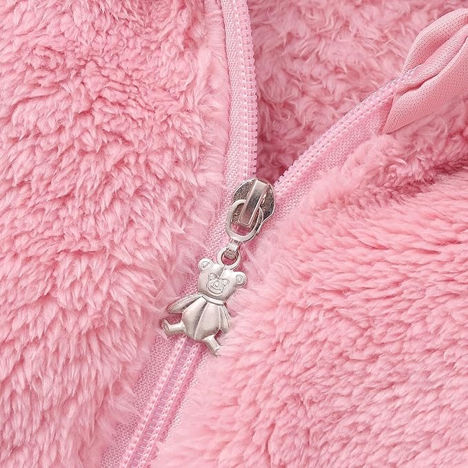 Baby Toddler Boys Girls Fleece Jacket with Hood Zip Up Cute Bear Coats for Infant Boys Girls Fuzzy Jacket with Ear 1-5T