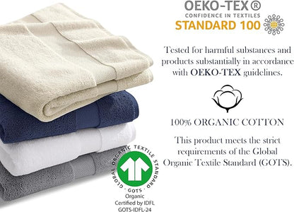 Delara Organic Cotton Luxuriously Plush Hand Towel Pack of 2 | GOTS & OEKO-TEX Certified | Premium Hotel Quality Towels | Feather Touch Technology|650 GSM Long Staple|Soft, Quick Dry & Ultra-Absorbent