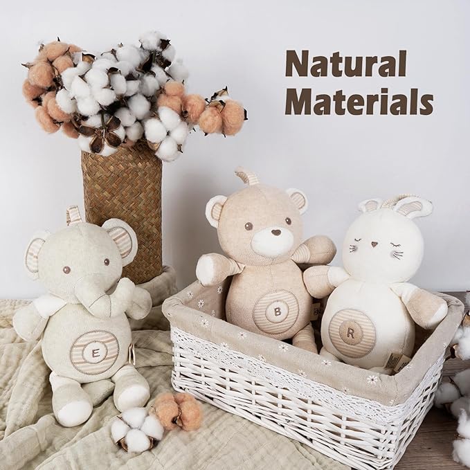 COTTONEBEBE Baby Toys, Stuffed Animal Toy with Lullaby Music for Infant Babies 0 3 6 12 to 36 Months Boy & Girl,Ideal Gift for Newborn (Little Elephant, Cotton)