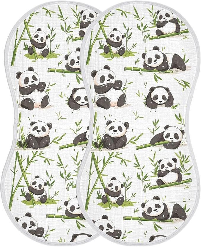 vvfelixl Pandas Bamboo Burp Cloths for Baby Boy Girls Baby Washcloths Burp Rags 1 Pack