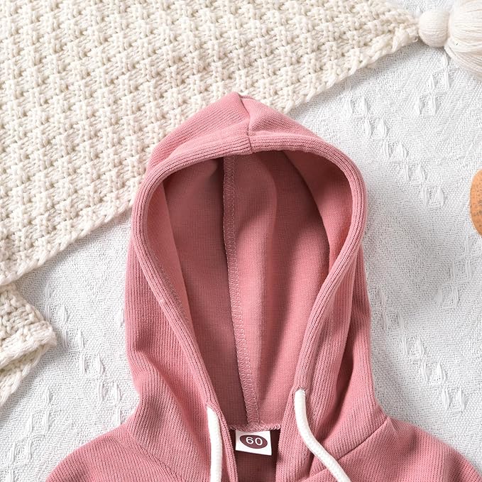 Unutiylo Unisex Baby Boys Girls Long Sleeve Infant Baby Zipper Hooded Jumpsuits Romper Loose Outfit Clothes