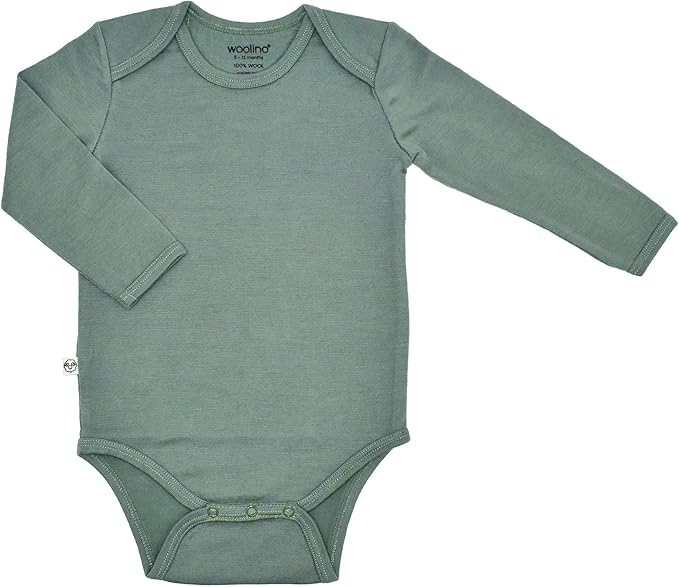 Woolino 100% Superfine Merino Wool Baby Bodysuit - Long Sleeve Bodysuit for Boy and Girl - Tagless Neck Bodysuit for Unisex